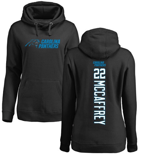 Carolina Panthers Black Women Christian McCaffrey Backer NFL Football #22 Pullover Hoodie Sweatshirts->women nfl jersey->Women Jersey